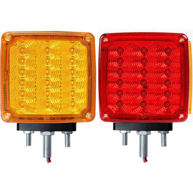 BukNikis أضواء قاعدة LED أمبر/أحمر مزدوجة الوجه 39 LED إشارة انعطاف ضوء مثبت على الفندر لشاحنات النقل الثقيلة تريلر فريختلاين بيتر بيلت كينورث ماك ويسترن ستار (جانب السائق/الراكب، عبوة من 2) - Image 1